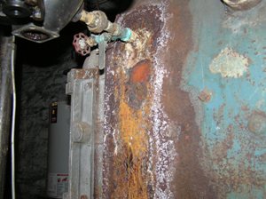 Rusted and unsafe boiler