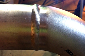 A weld on a high pressure pipe
