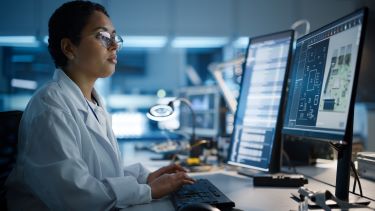 Woman at a computer.