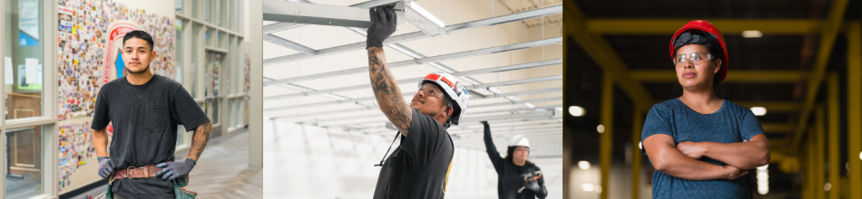 Three apprentices working in different trades
