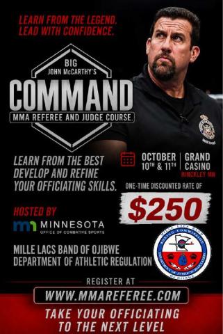 Flyer for Big John McCarthy's COMMAND MMA referee and judge course